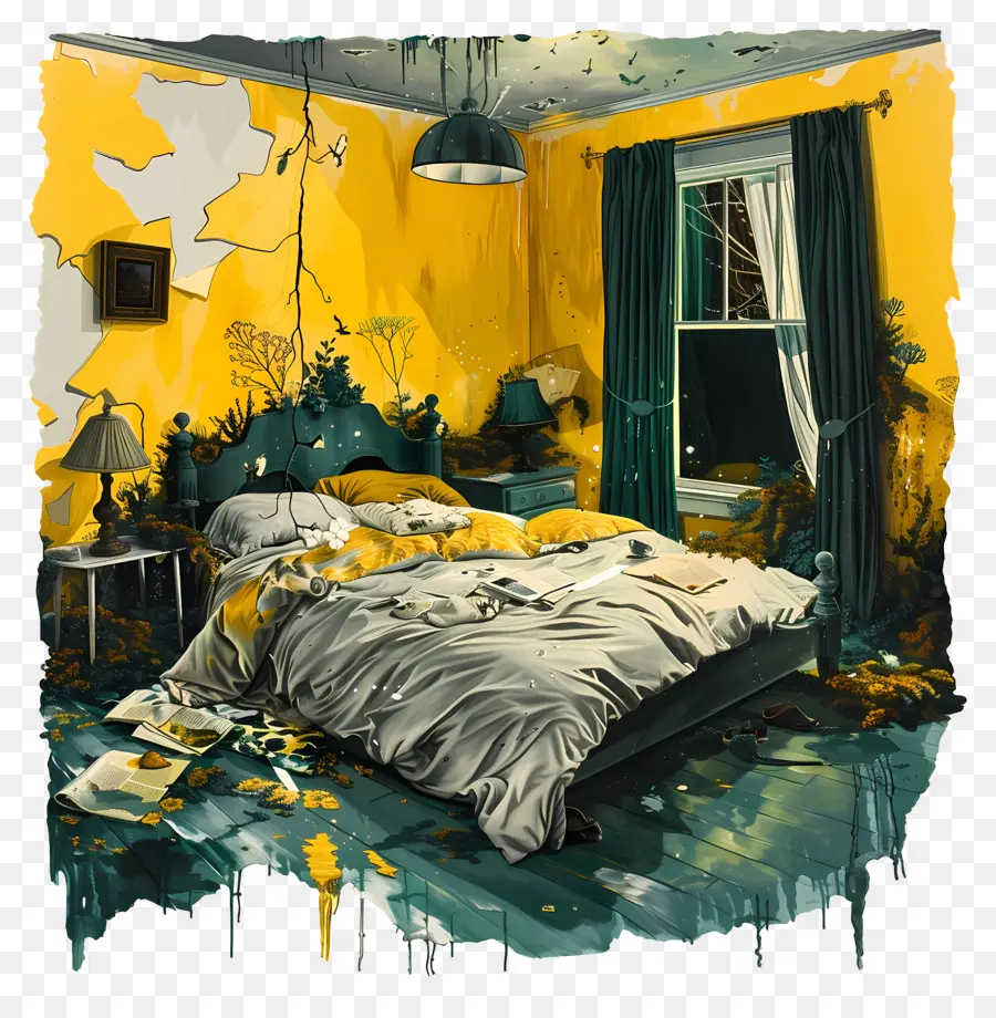 Kamar Tidur，Dinding Kuning PNG