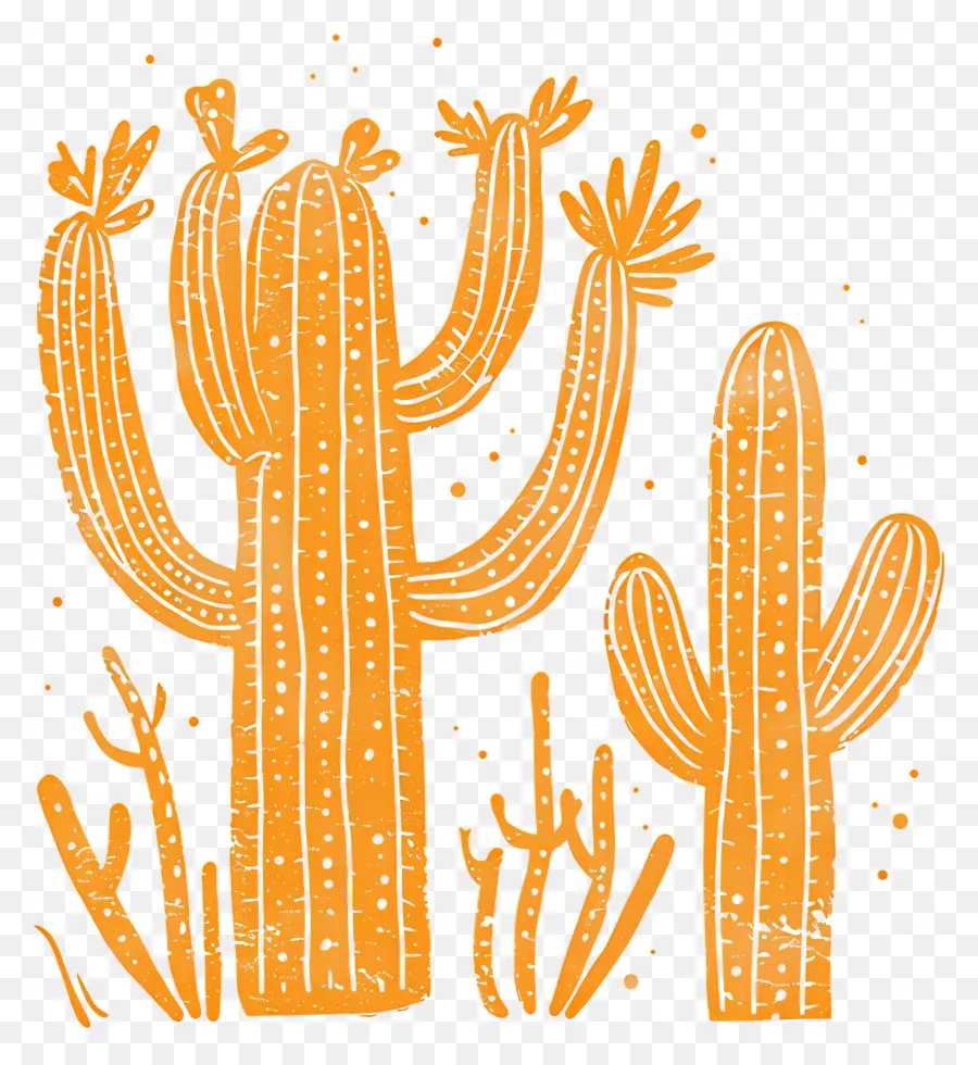 Linocut Cacti，Kaktus PNG