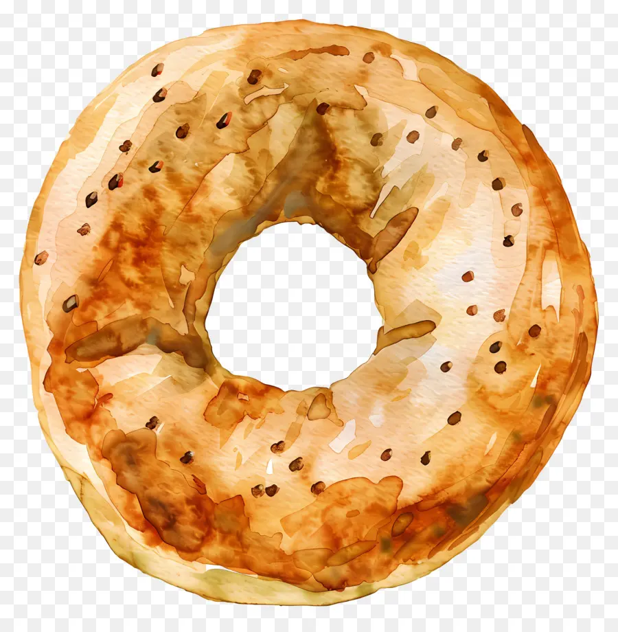 Bagel，Lukisan Cat Air PNG