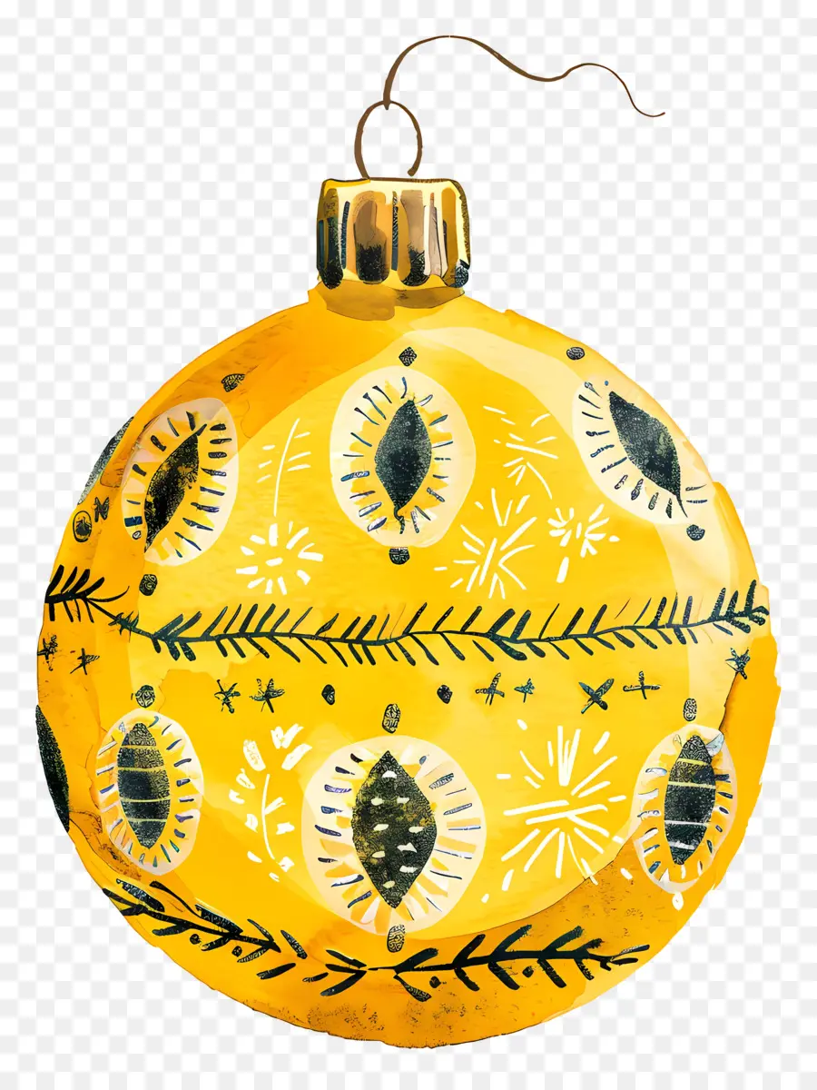 Ornamen Natal，Ornamen Emas PNG