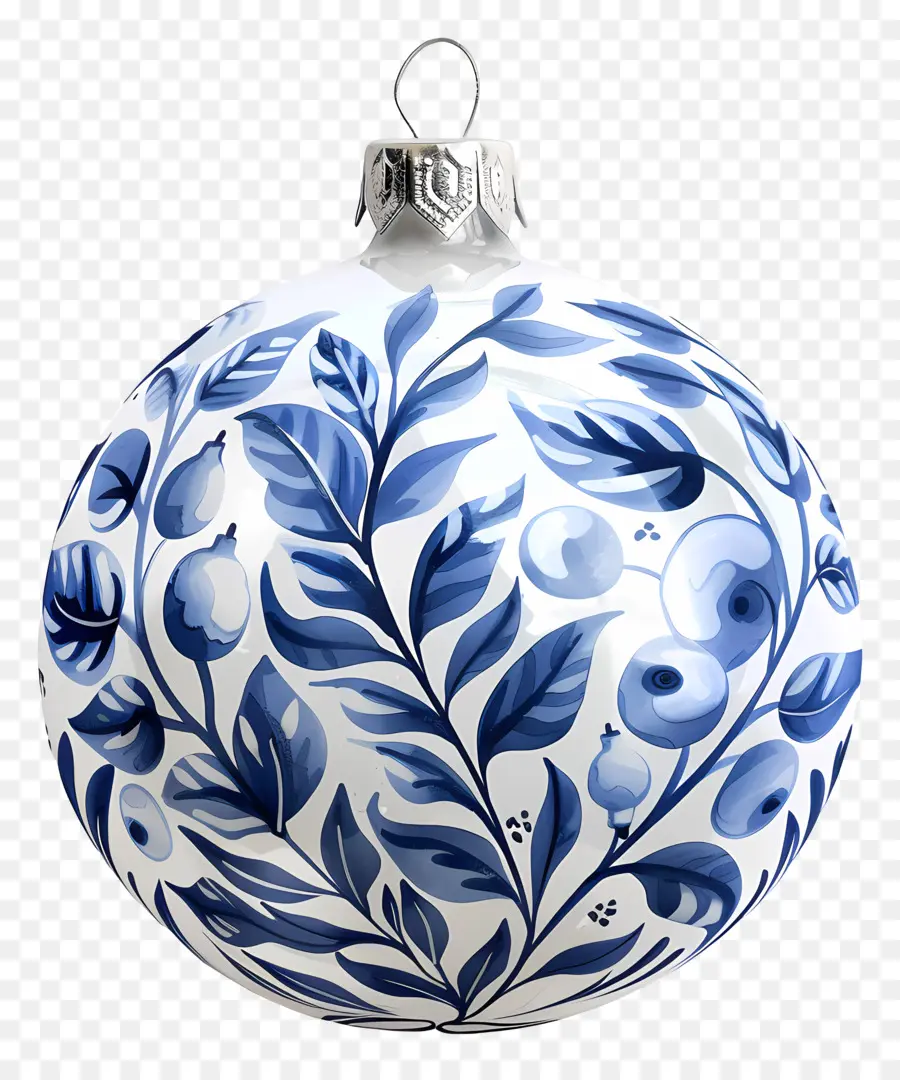 Ornamen Natal，Ornamen Biru Dan Putih PNG