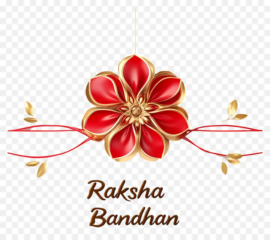 Raksha Bandhan，Desain Bunga Merah Dan Emas PNG