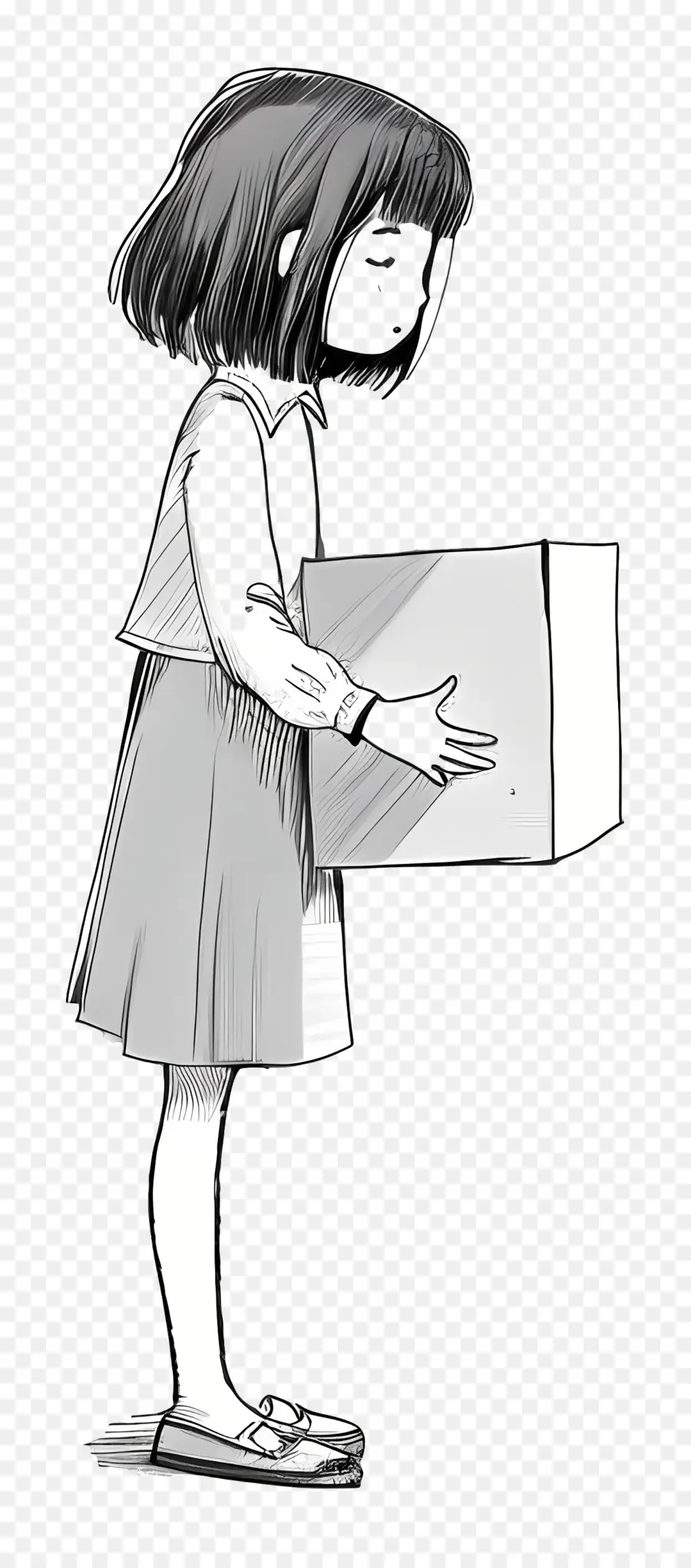 Girl Carrying Box，Misteri PNG