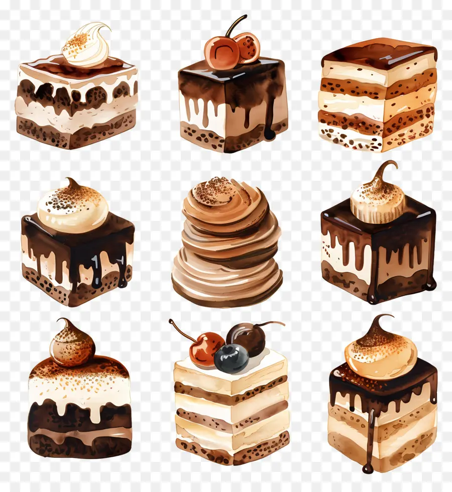 Tiramisu，Lukisan Cat Air PNG