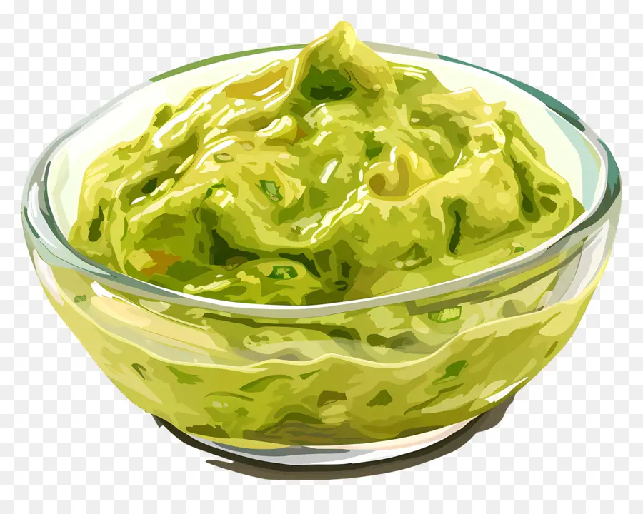 Semangkuk Guacamole，Salsa Hijau PNG