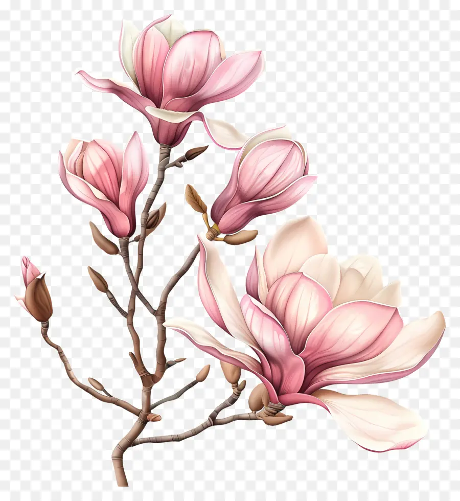 Pastel Bunga，Bunga Magnolia Merah Muda PNG