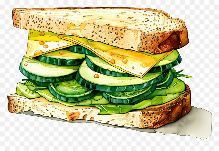 Sandwich，Lukisan Cat Air PNG