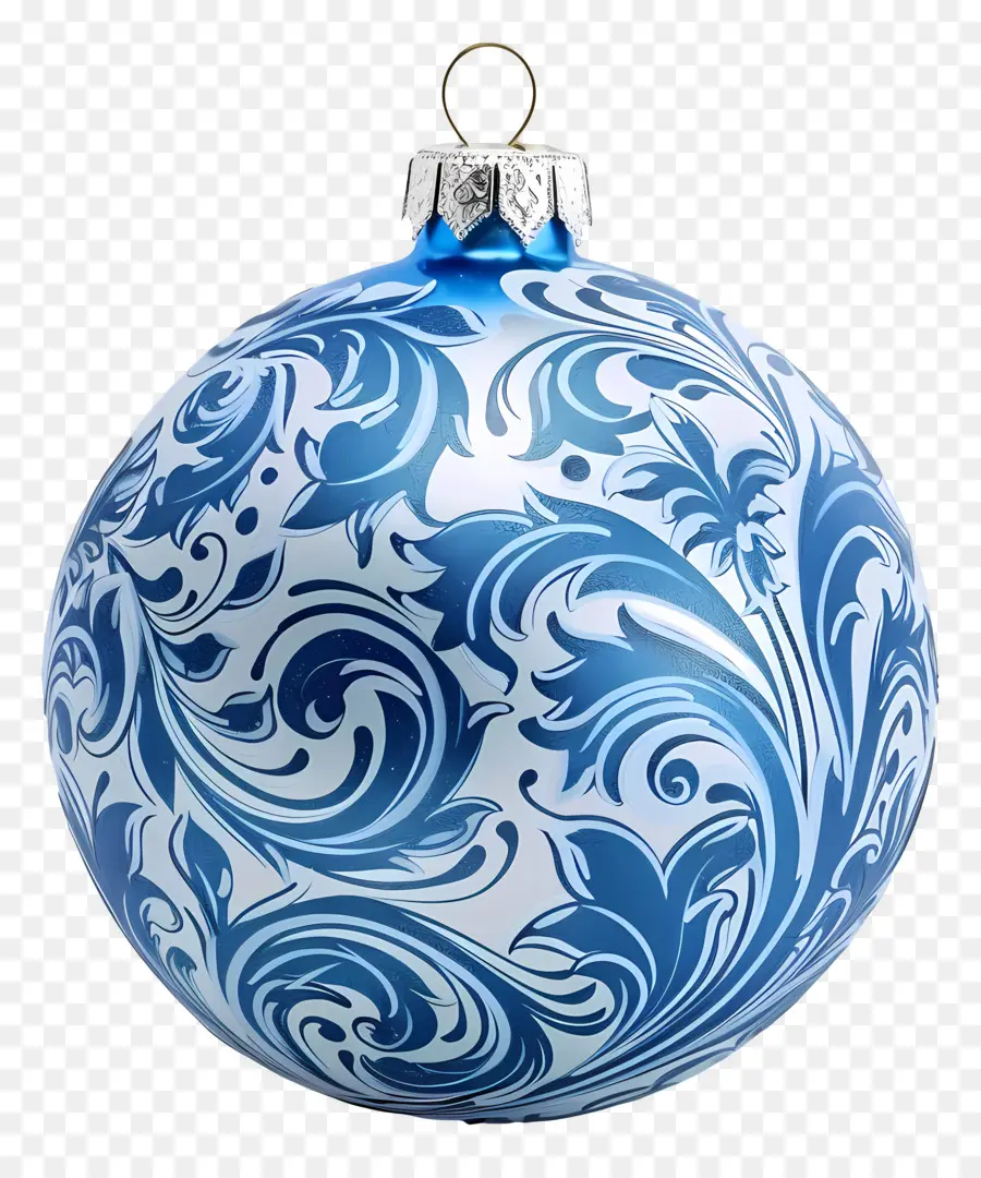 Ornamen Natal，Ornamen Biru Dan Putih PNG