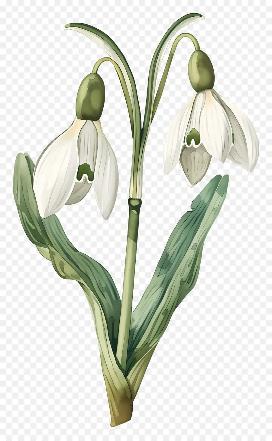 Bunga Snowdrop，Kelopak Berbentuk Lonceng PNG