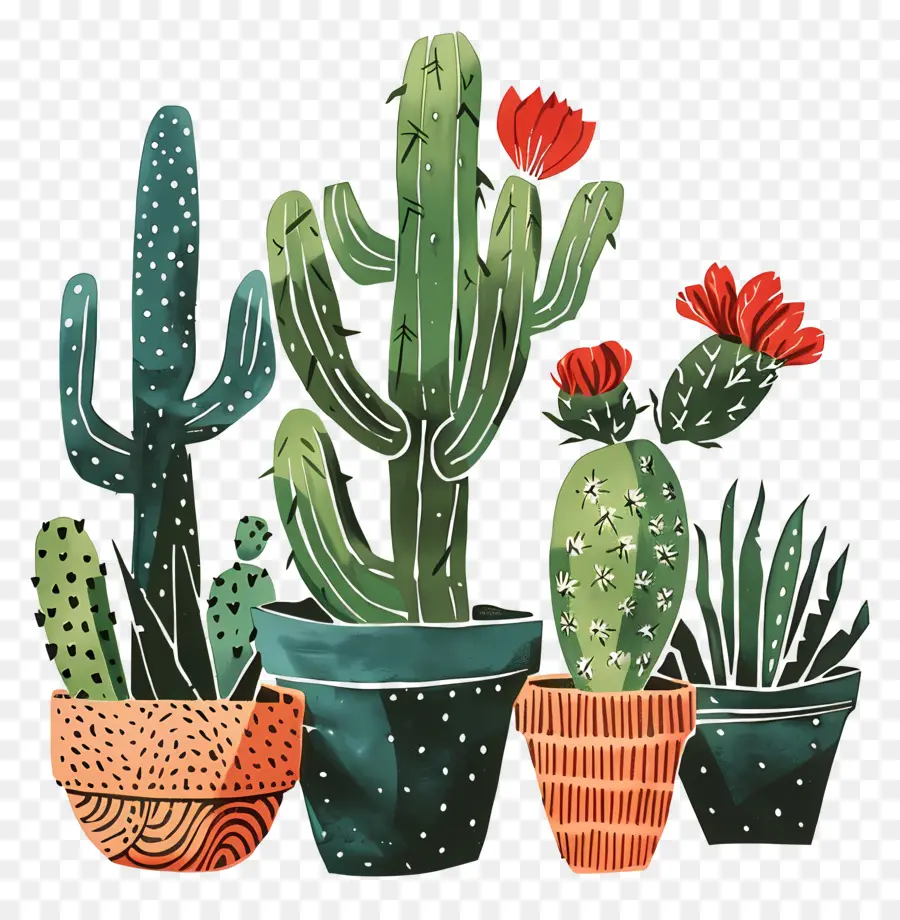 Linocut Cacti，Kaktus PNG