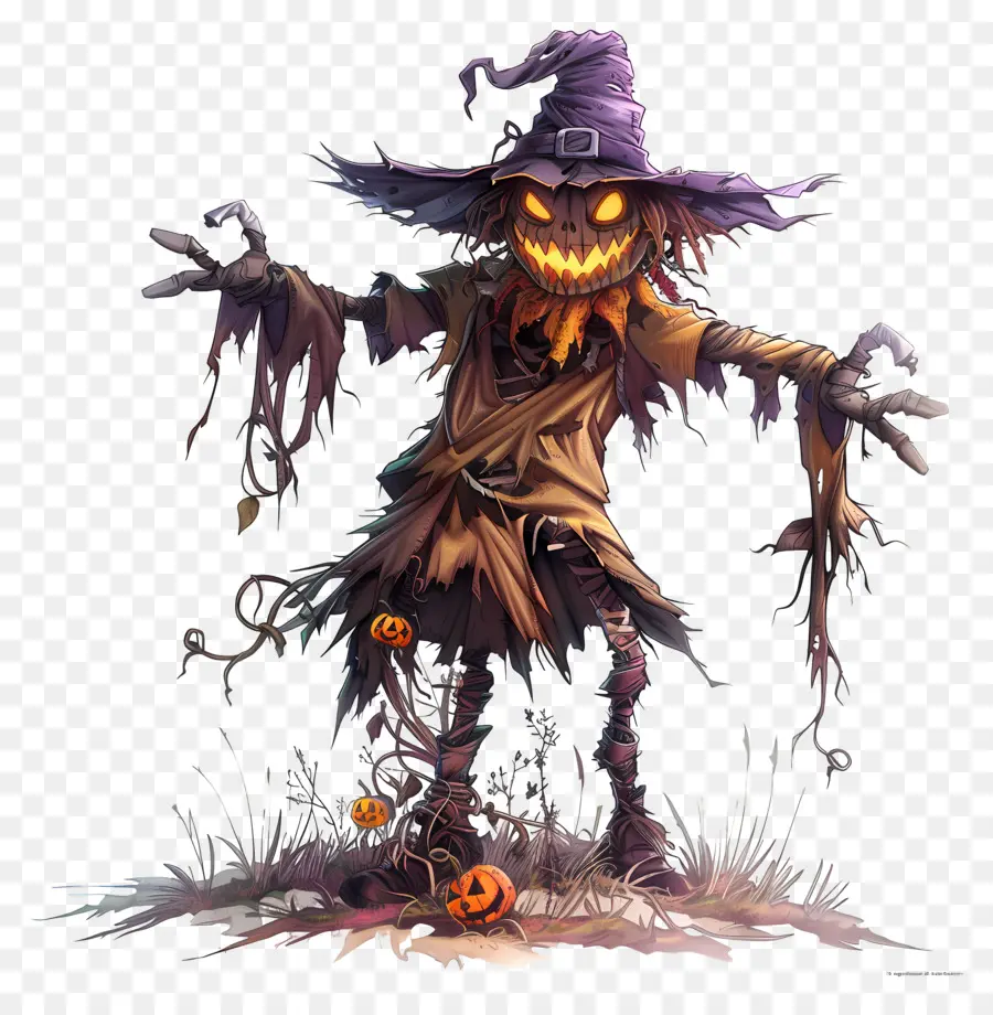 Scarecrow Yang Menakutkan，Halloween PNG