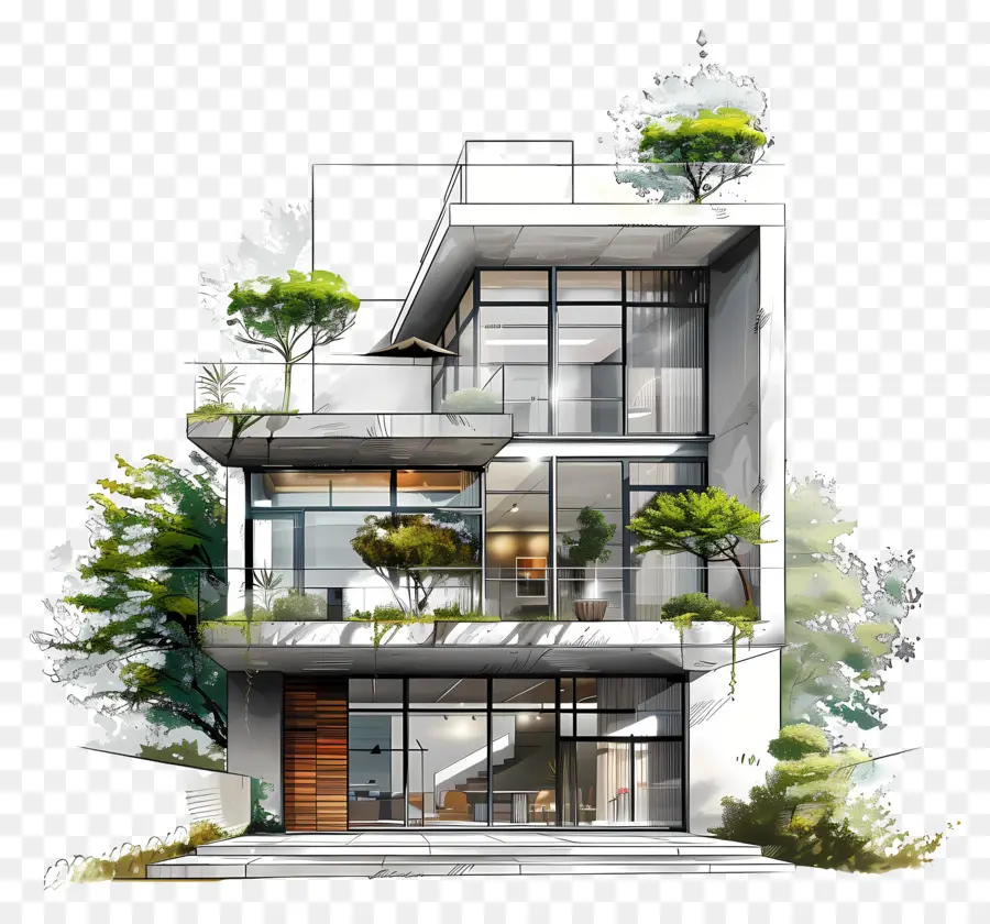 Rumah Modern，Arsitektur Modern PNG