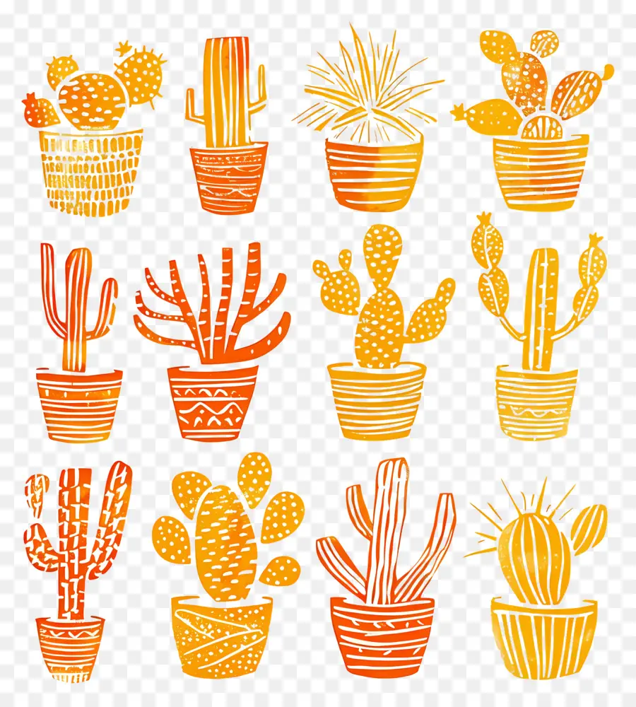 Linocut Cacti，Kaktus PNG