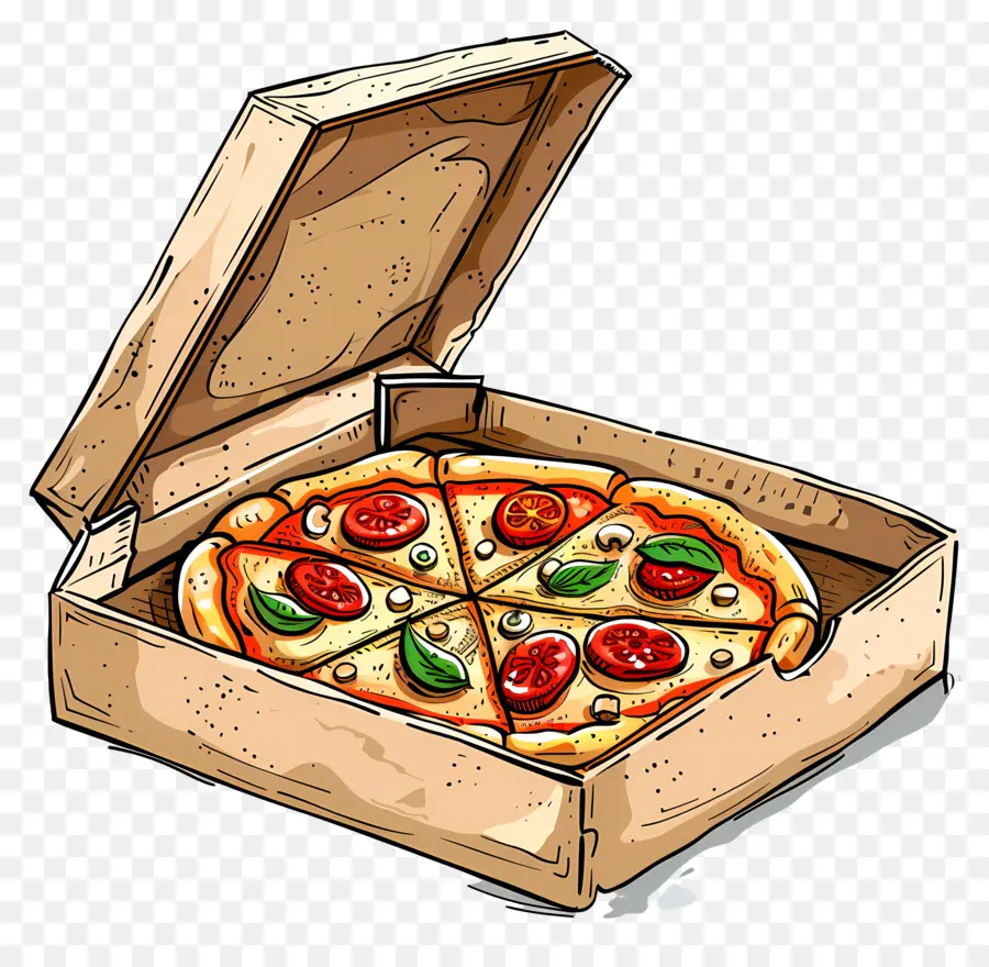 Pizza Di Dalam Kotak，Kotak Pizza Kayu PNG