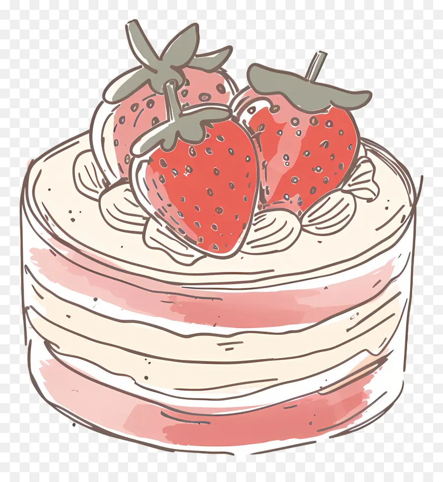 Kue Strawberry Mousse，Kue Pink PNG