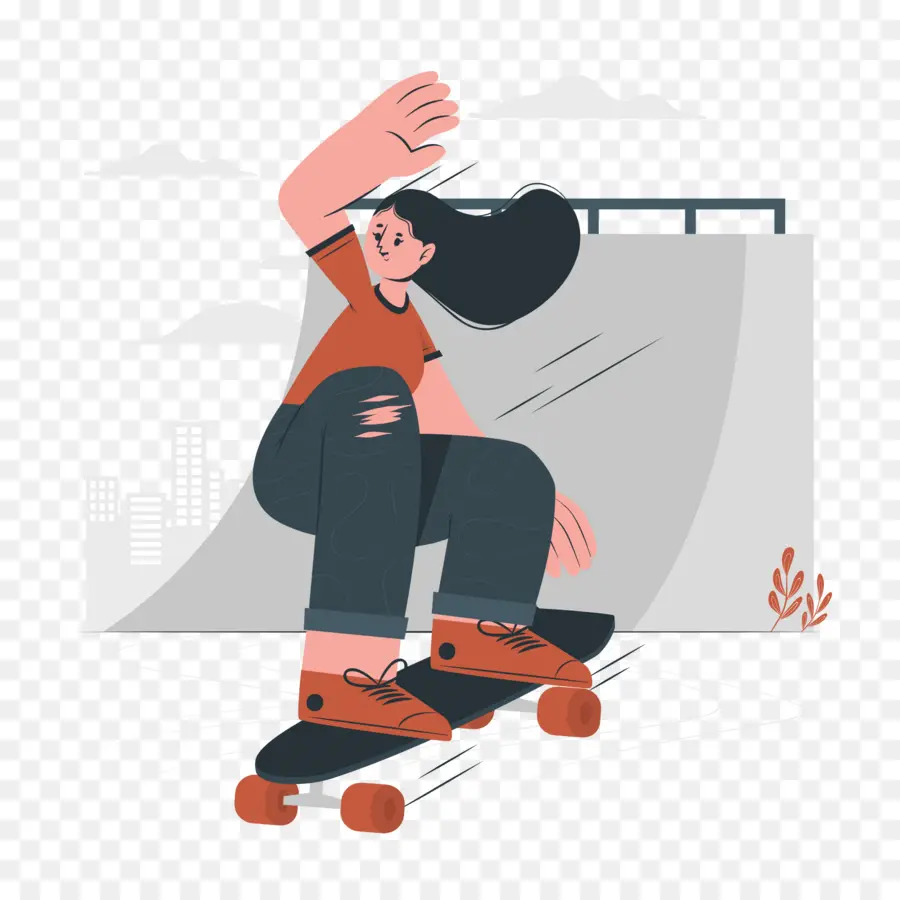 Skateboard，Cakrawala Kota PNG