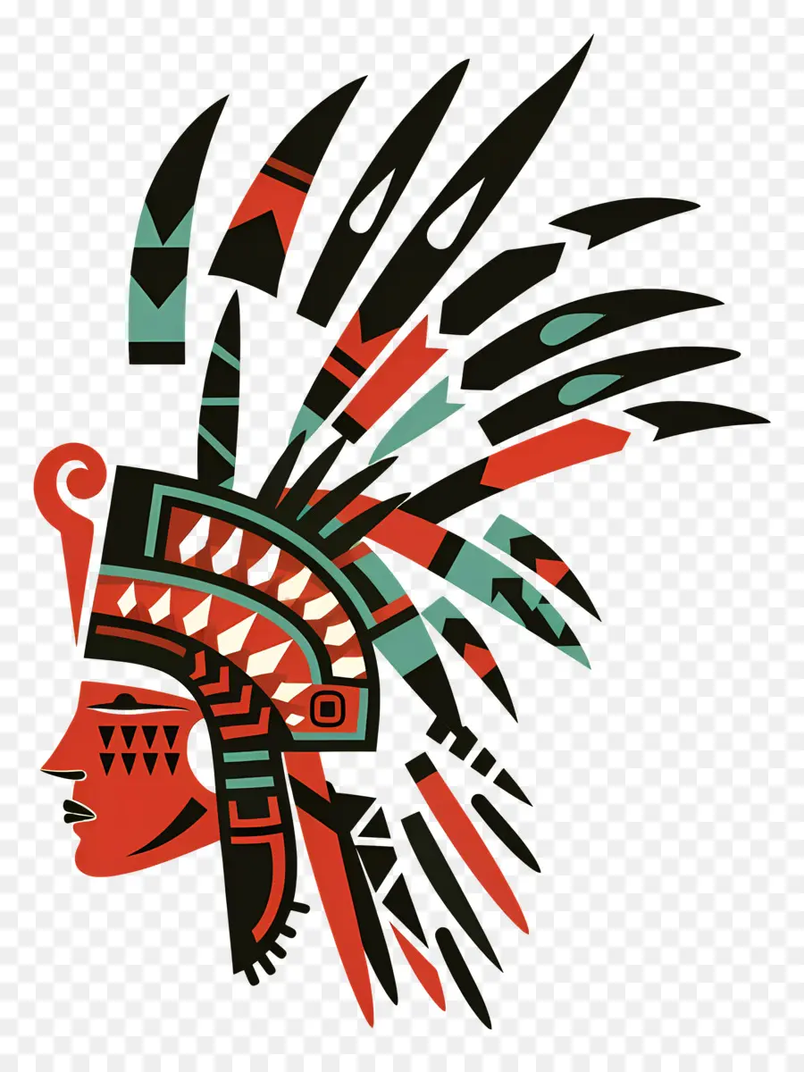 Headdress Asli Amerika，Ilustrasi Digital PNG