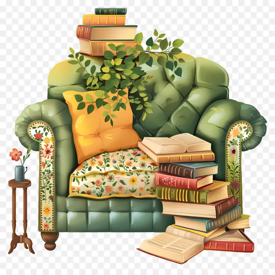 Sofa，Tumpukan Buku Yang PNG