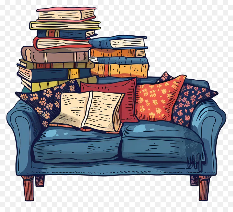 Sofa，Tumpukan Buku Yang PNG