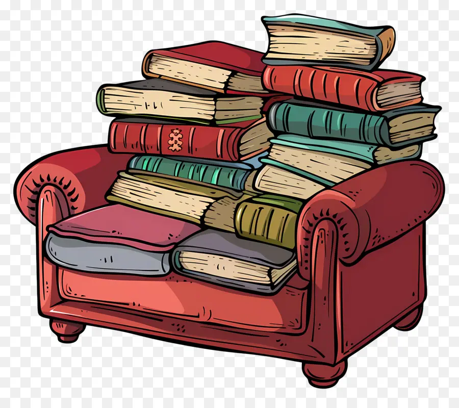 Sofa，Tumpukan Buku Yang PNG