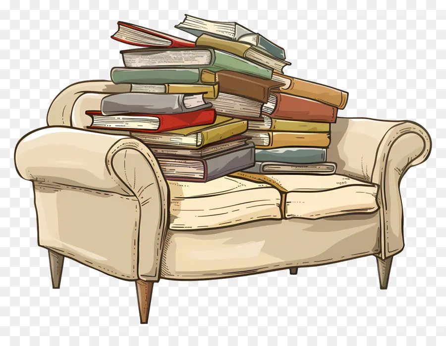 Sofa，Tumpukan Buku Yang PNG