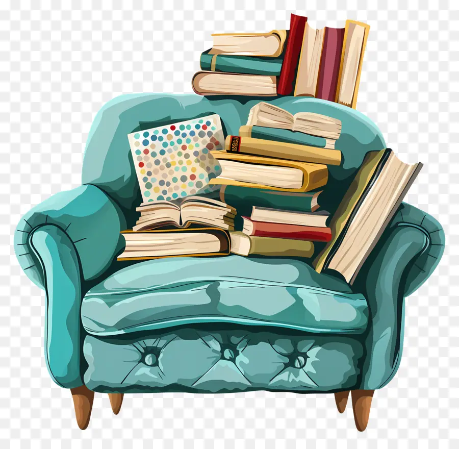 Sofa，Tumpukan Buku Yang PNG