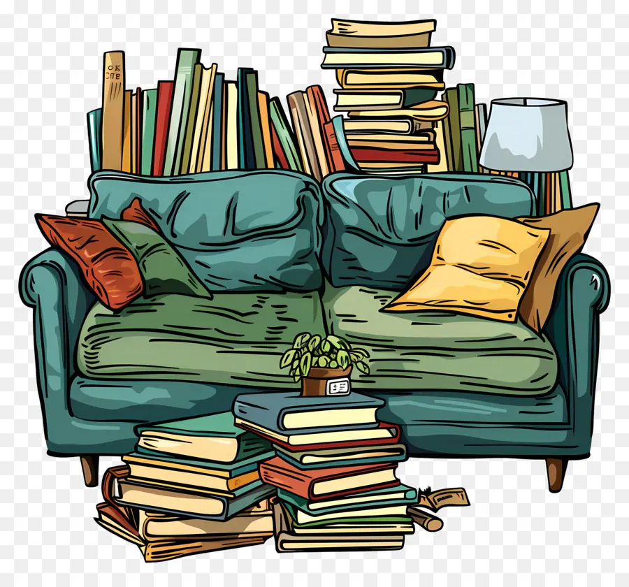 Sofa，Tumpukan Buku Yang PNG