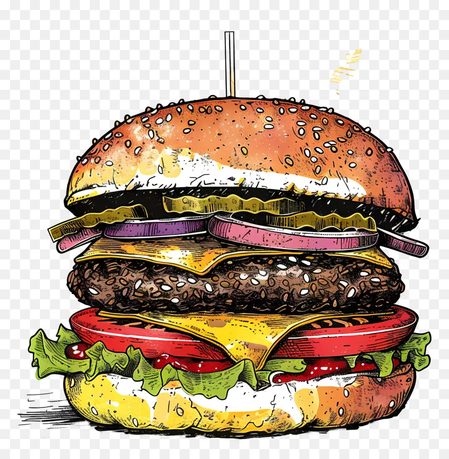 Burgernya，Sketsa Burger PNG