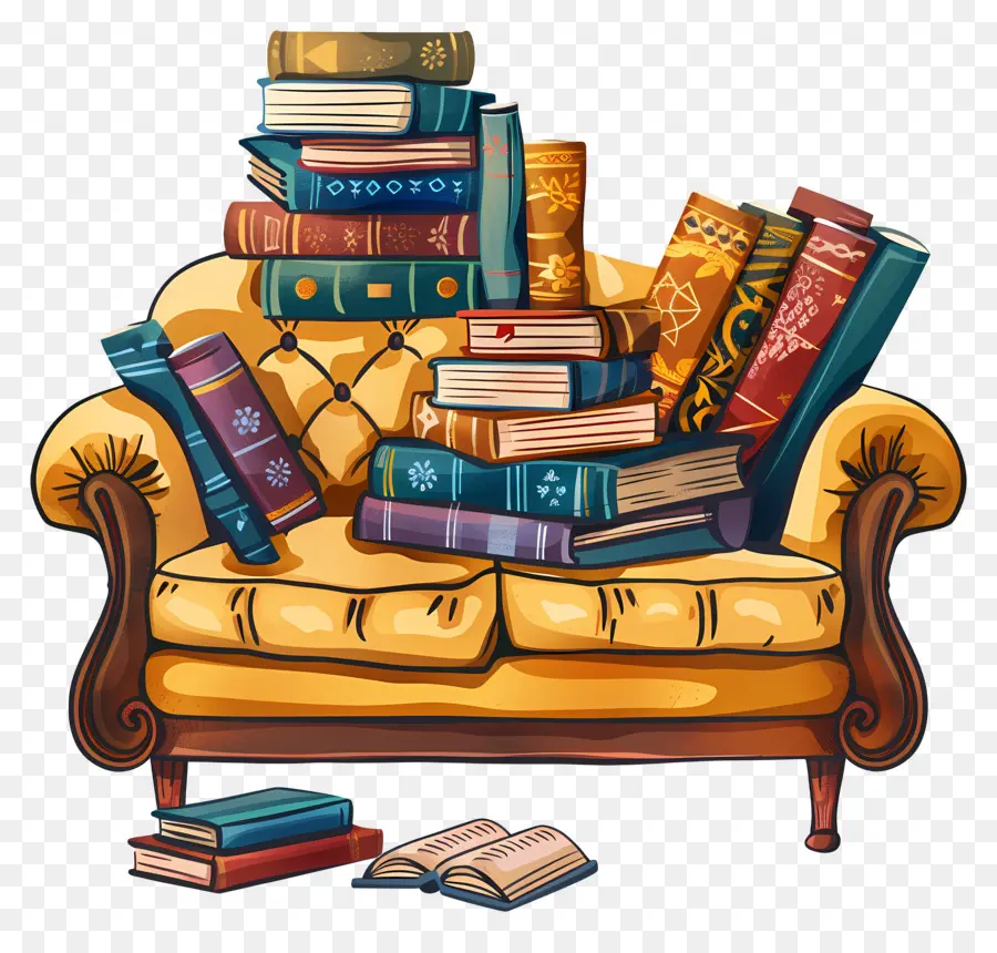 Sofa，Tumpukan Buku Yang PNG