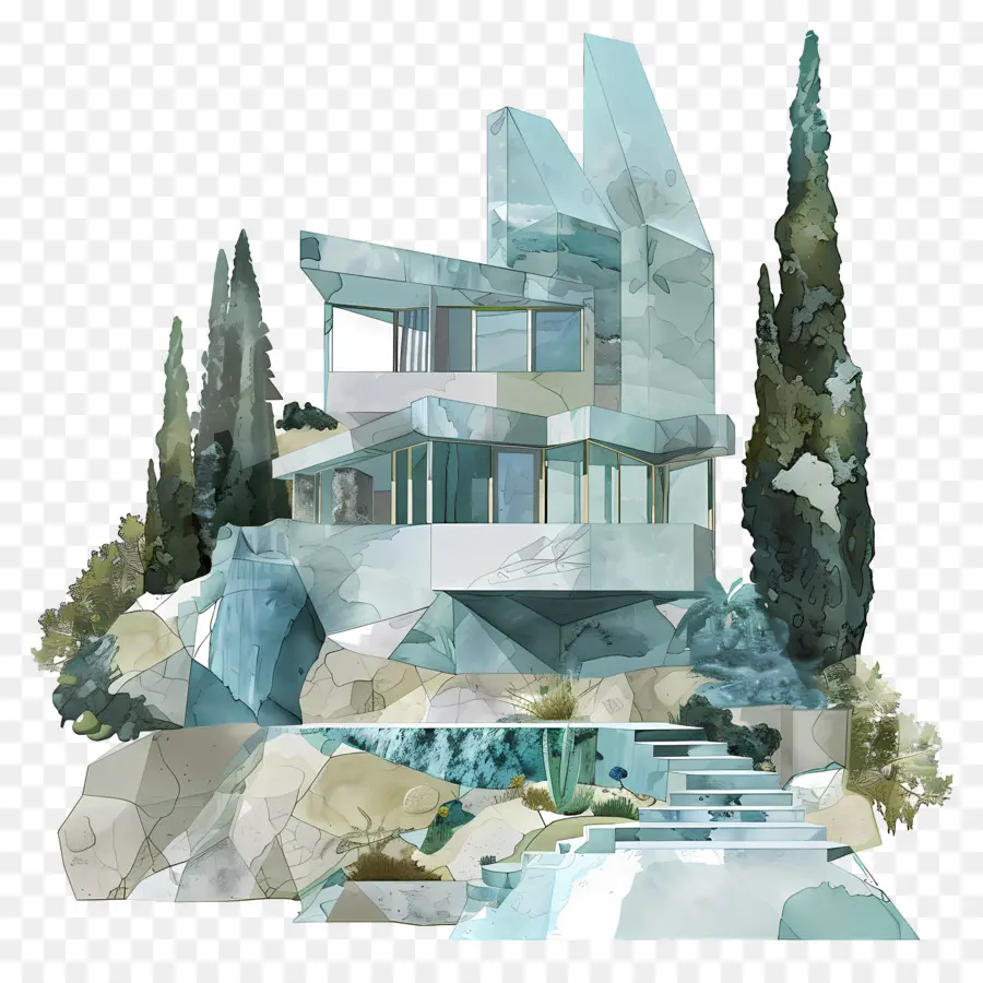 Rumah Modern，Arsitektur Futuristik PNG