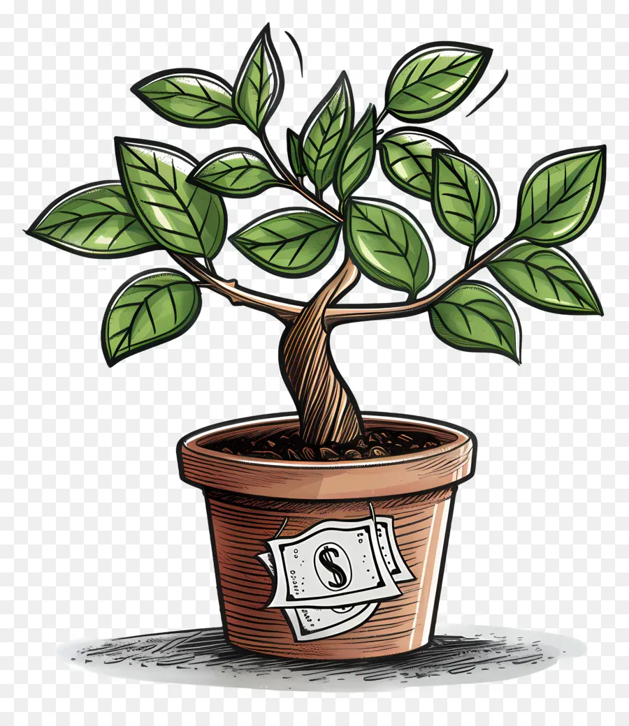 Pohon Dolar，Pohon Bonsai PNG