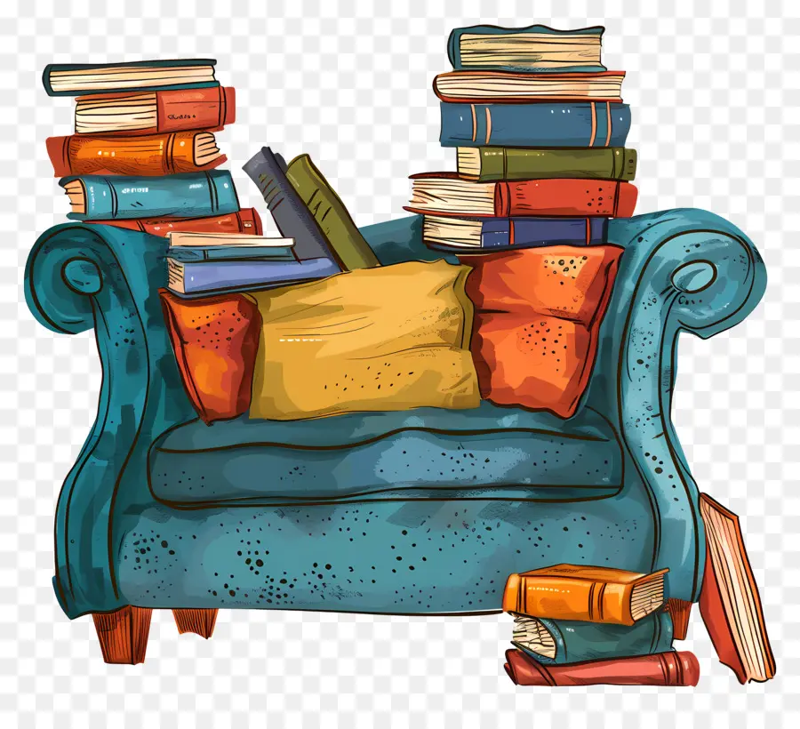 Sofa，Tumpukan Buku Yang PNG