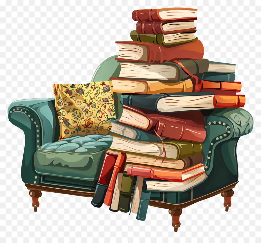 Sofa，Tumpukan Buku Yang PNG