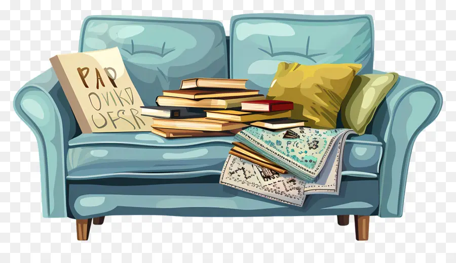 Sofa，Tumpukan Buku Yang PNG