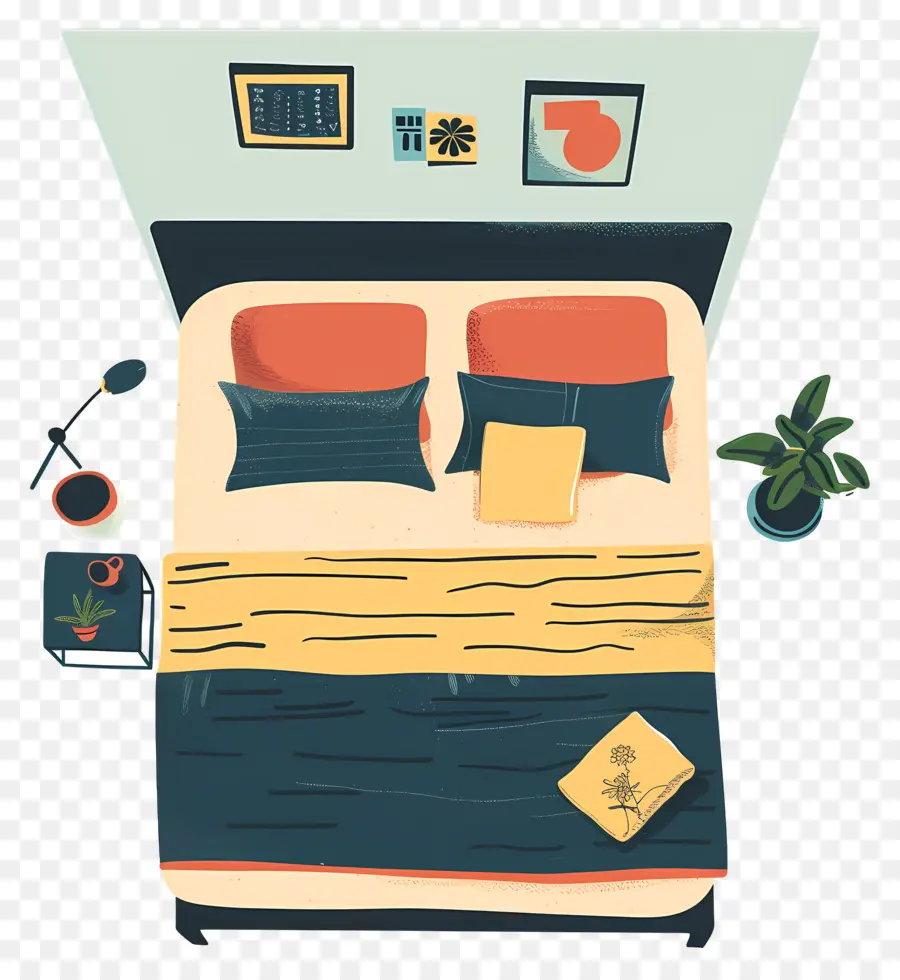 Tempat Tidur Top View，Dekorasi Kamar Tidur PNG