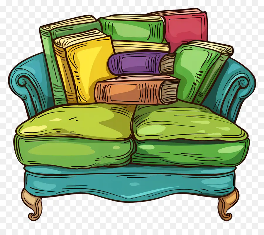 Sofa，Tumpukan Buku Yang PNG