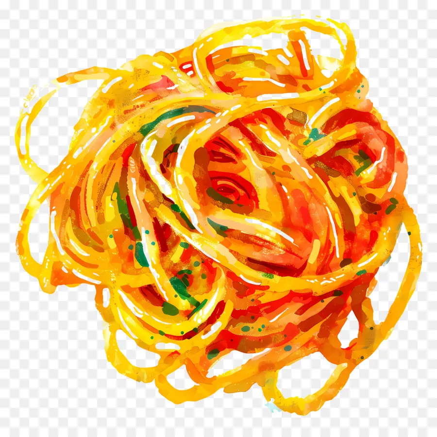 Spaghetti，Lukisan Cat Air PNG