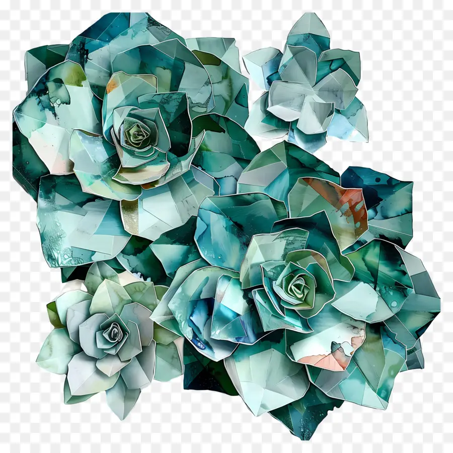 Succulents Echeveria，Bunga Bunga Biru PNG