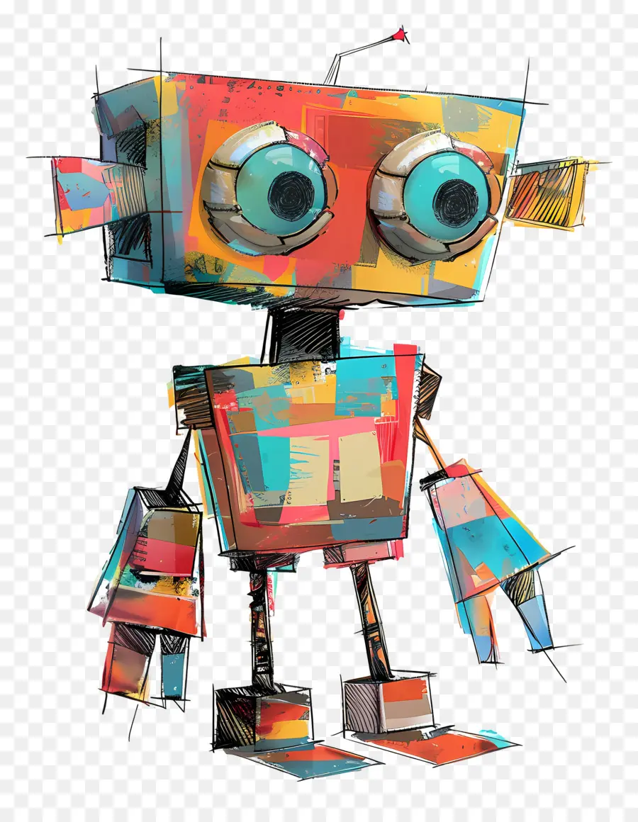 Kartun Robot，Robot Berwarna  Warni PNG