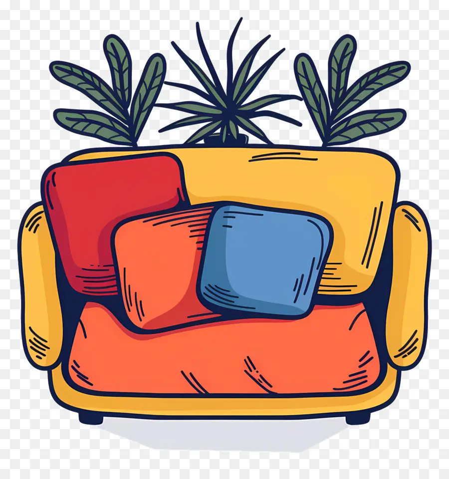 Sofa Berwarna  Warni，Bantal PNG