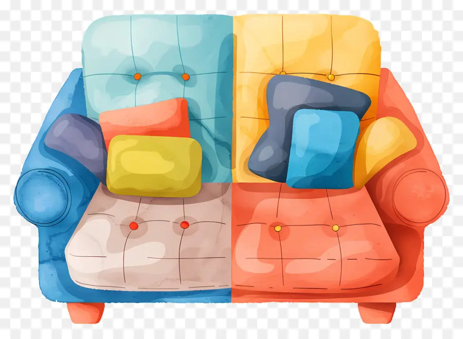 Sofa Berwarna  Warni，Bantal PNG