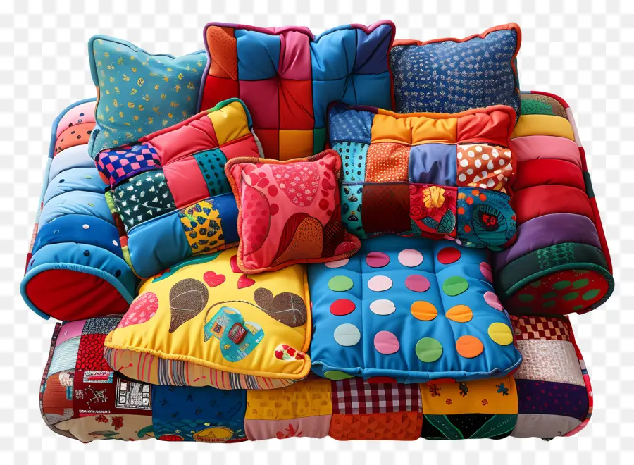 Bantal Berwarna  Warni，Sofa PNG