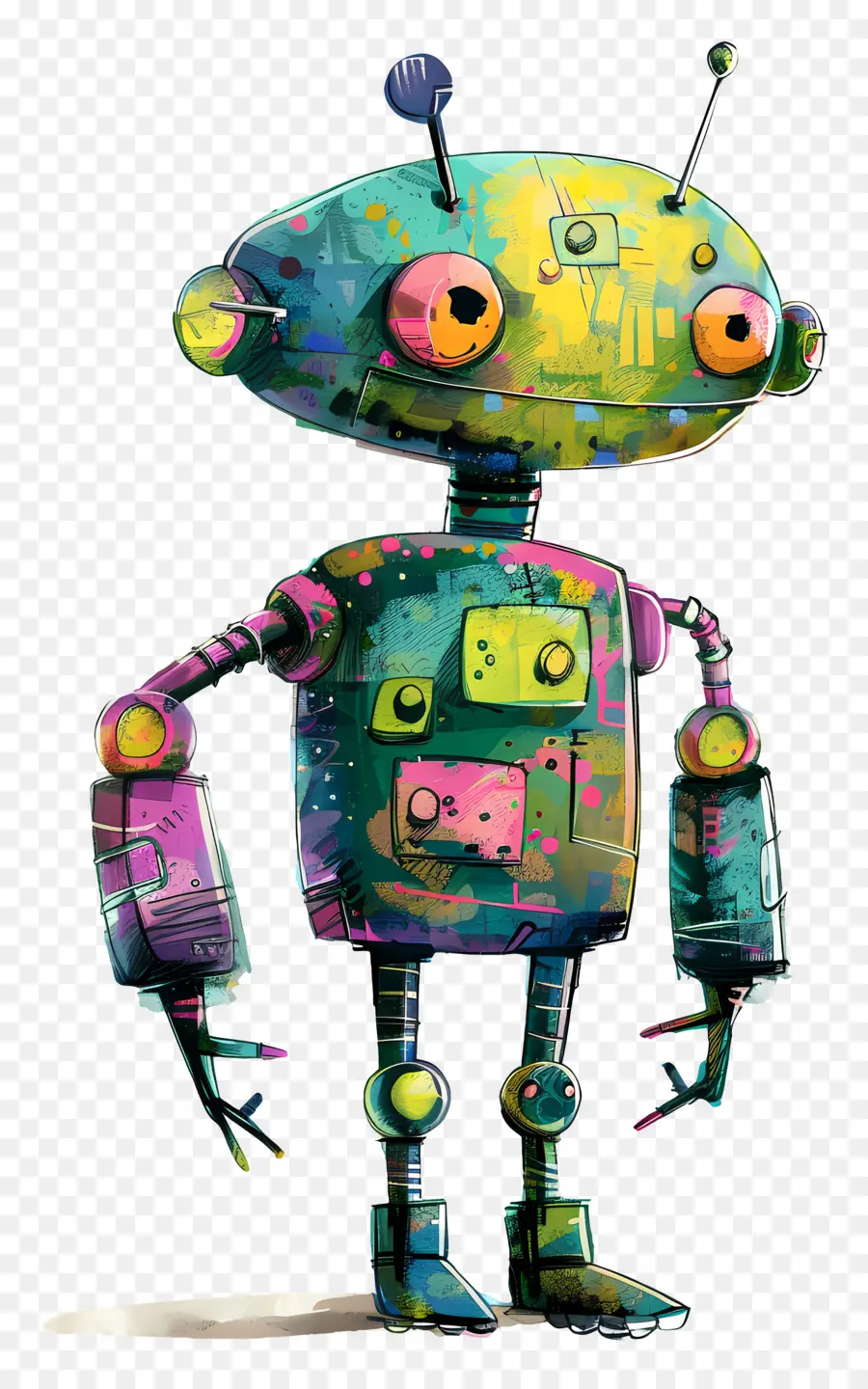 Kartun Robot，Robot Berwarna  Warni PNG