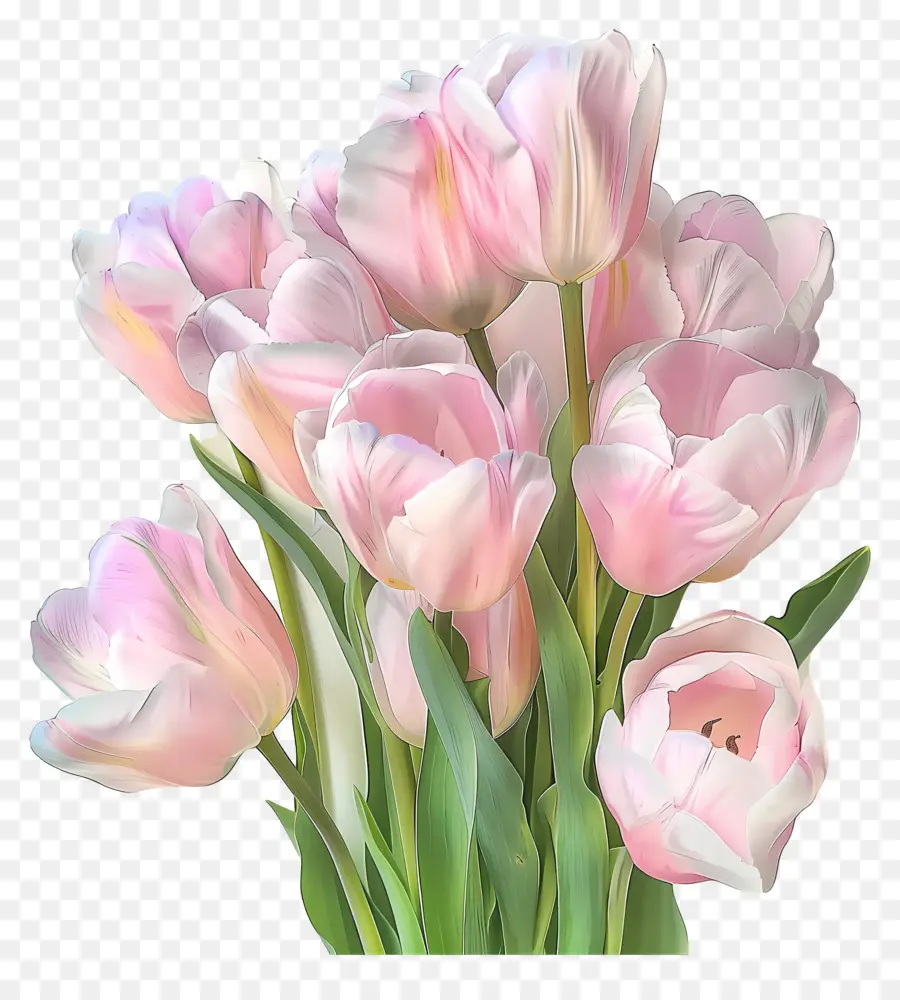 Pink Tulips，Karangan PNG