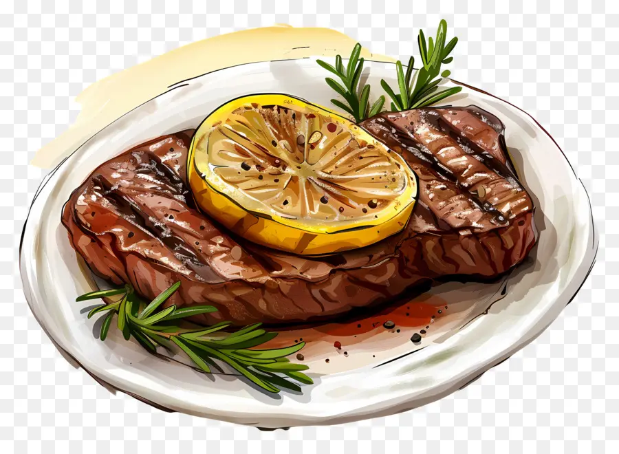 Steak，Steak Dengan Lemon PNG