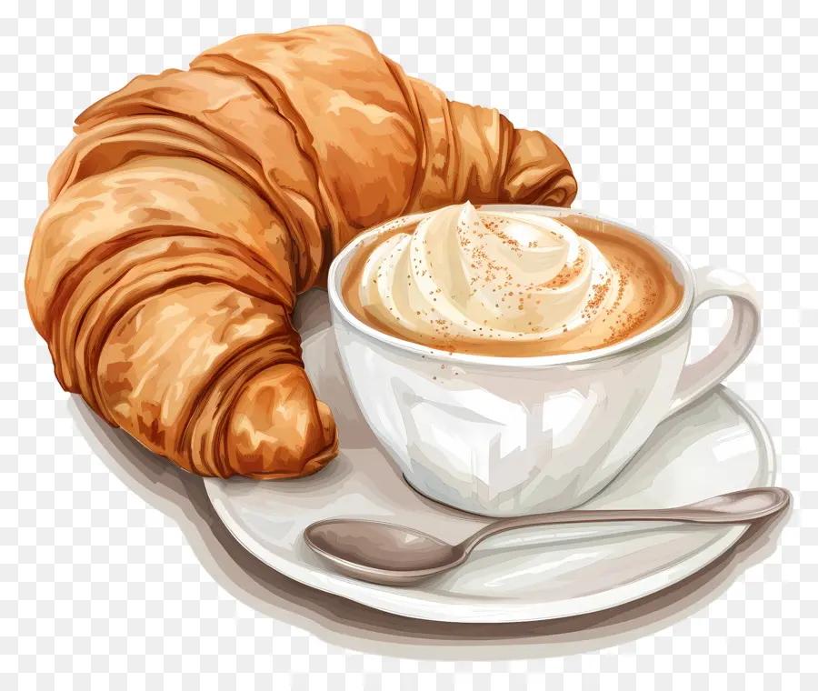 Croissant Dengan Kopi，Kopi Dan Croissant PNG