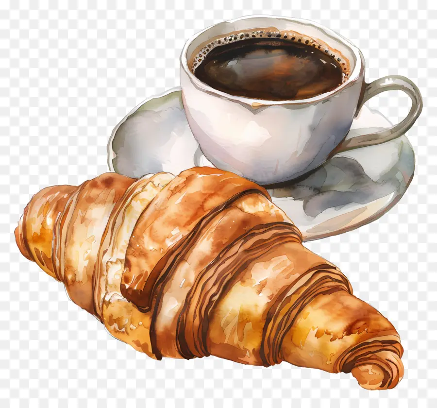 Croissant Dengan Kopi，Kopi Dan Croissant PNG