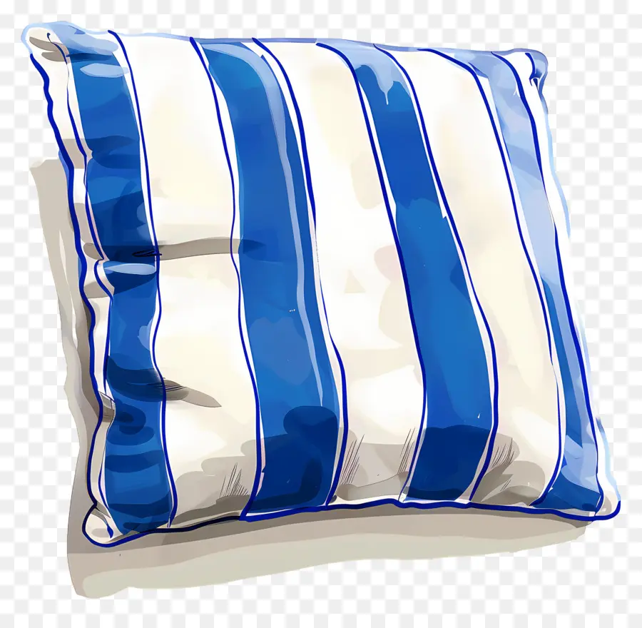 Bantal Persegi，Bantal Bergaris Biru Dan Putih PNG