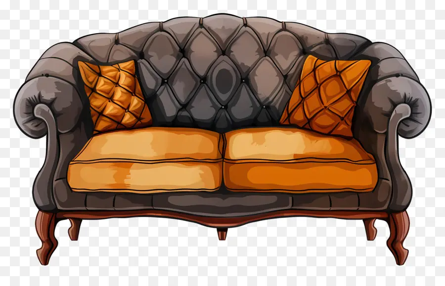 Sofa Dengan Bantal，Sofa Ungu PNG