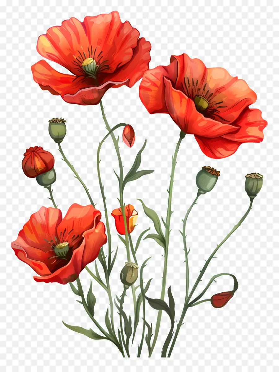 Poppy Bunga，Poppy Merah PNG